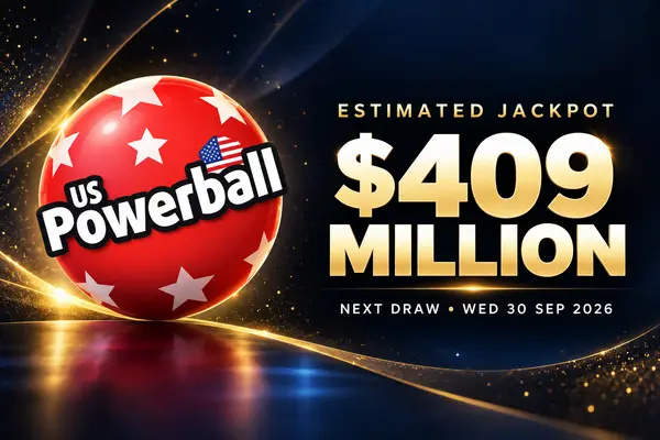 Powerball jackpot 409 million dollars – play US Powerball online at LottoPark